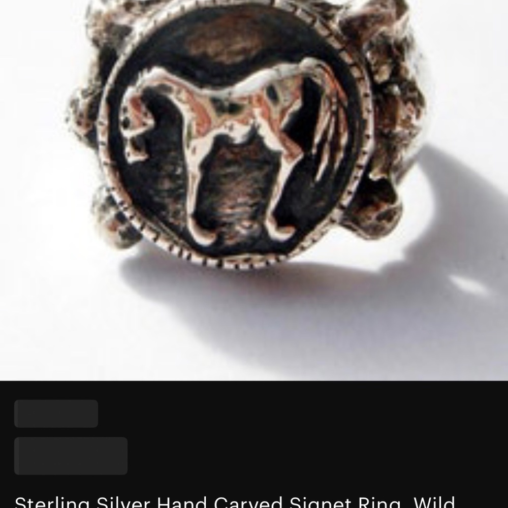 Sterling silver horse signet ring 10.25